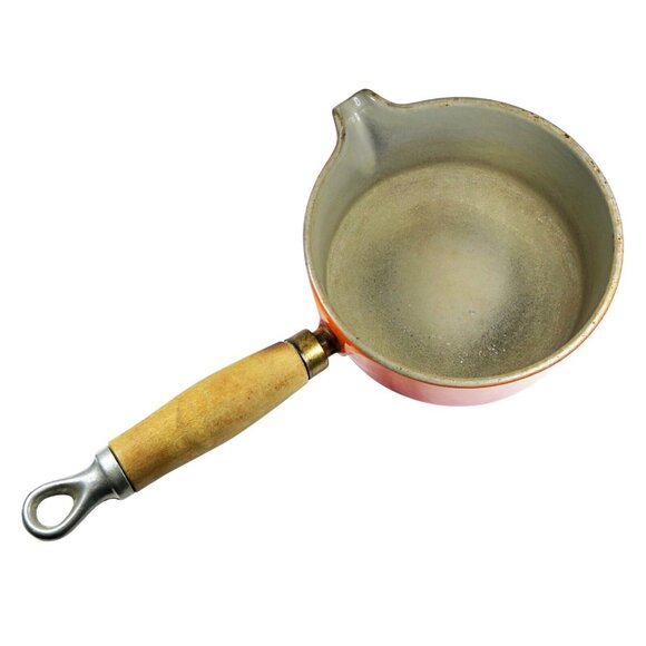 Le Creuset #14 Saucepan Flame Orange with Lid Mid-Century Enamel Cookware - Picture 6 of 11